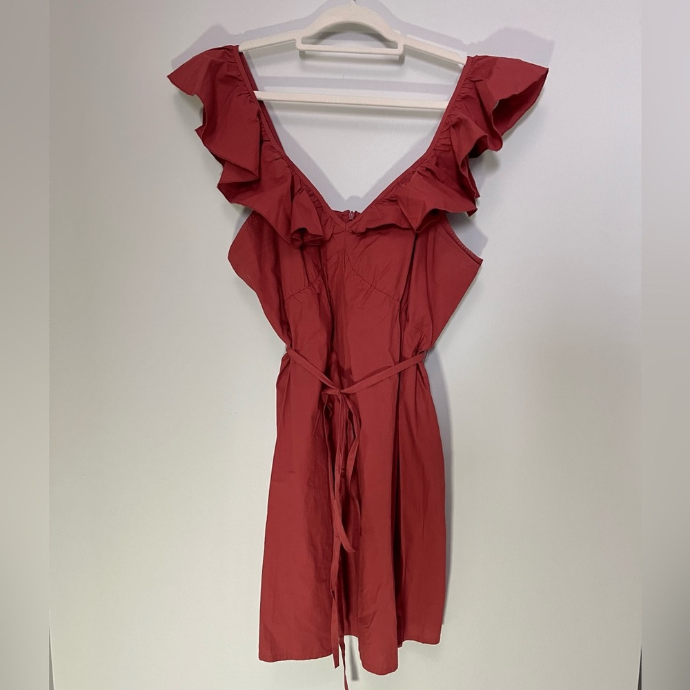 French Connection Ruffled Mini Dress in Red coquette